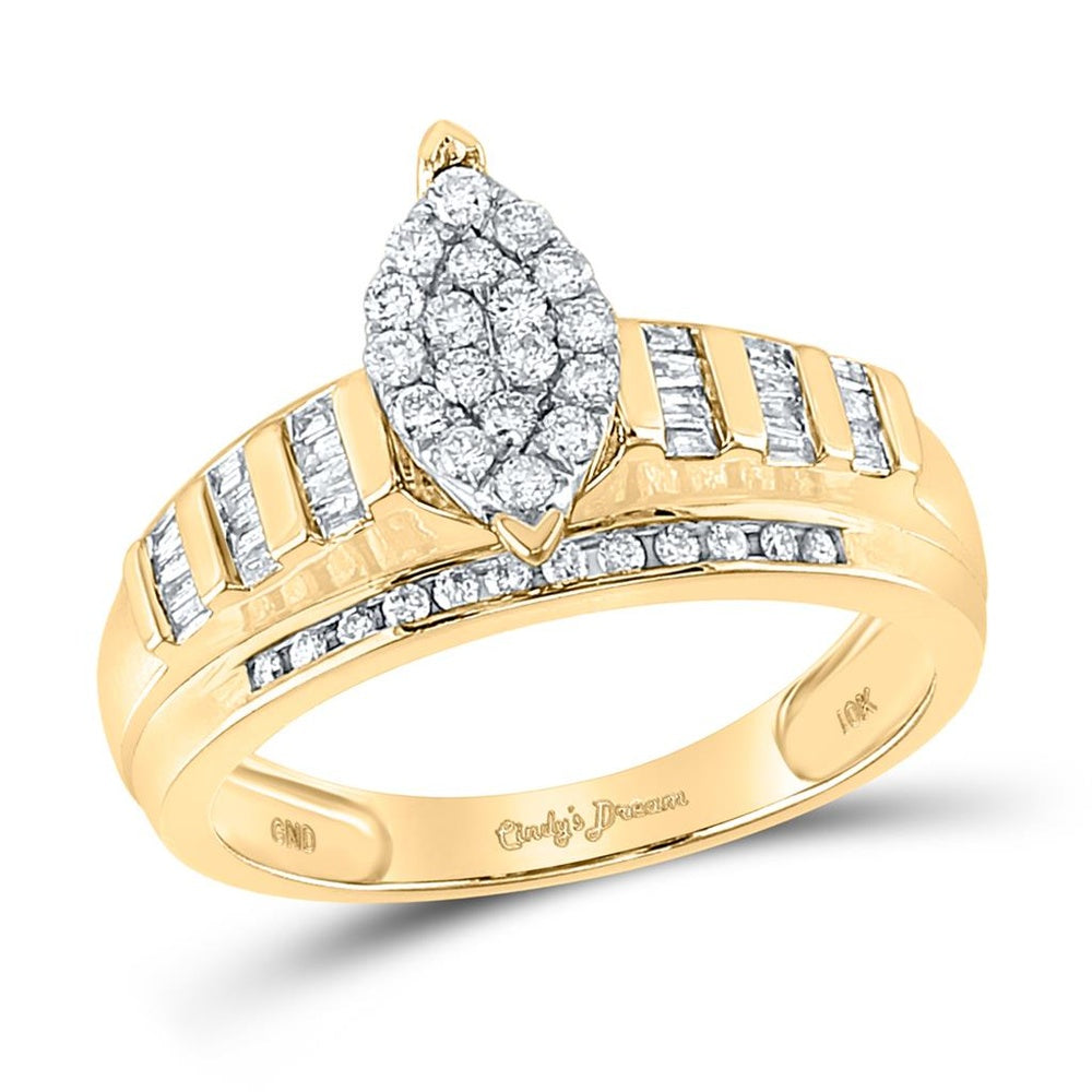 10K Yellow Gold Round Diamond Bridal Ring - 1/2 Carat Total Diamond Weight