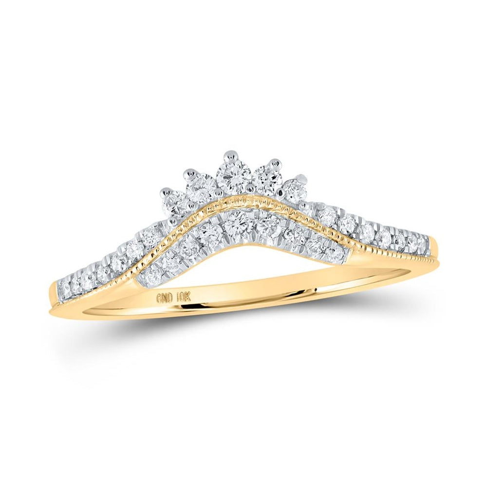 10K Yellow Gold Round Diamond Bridal Ring - 1/5 Carat Total Diamond Weight