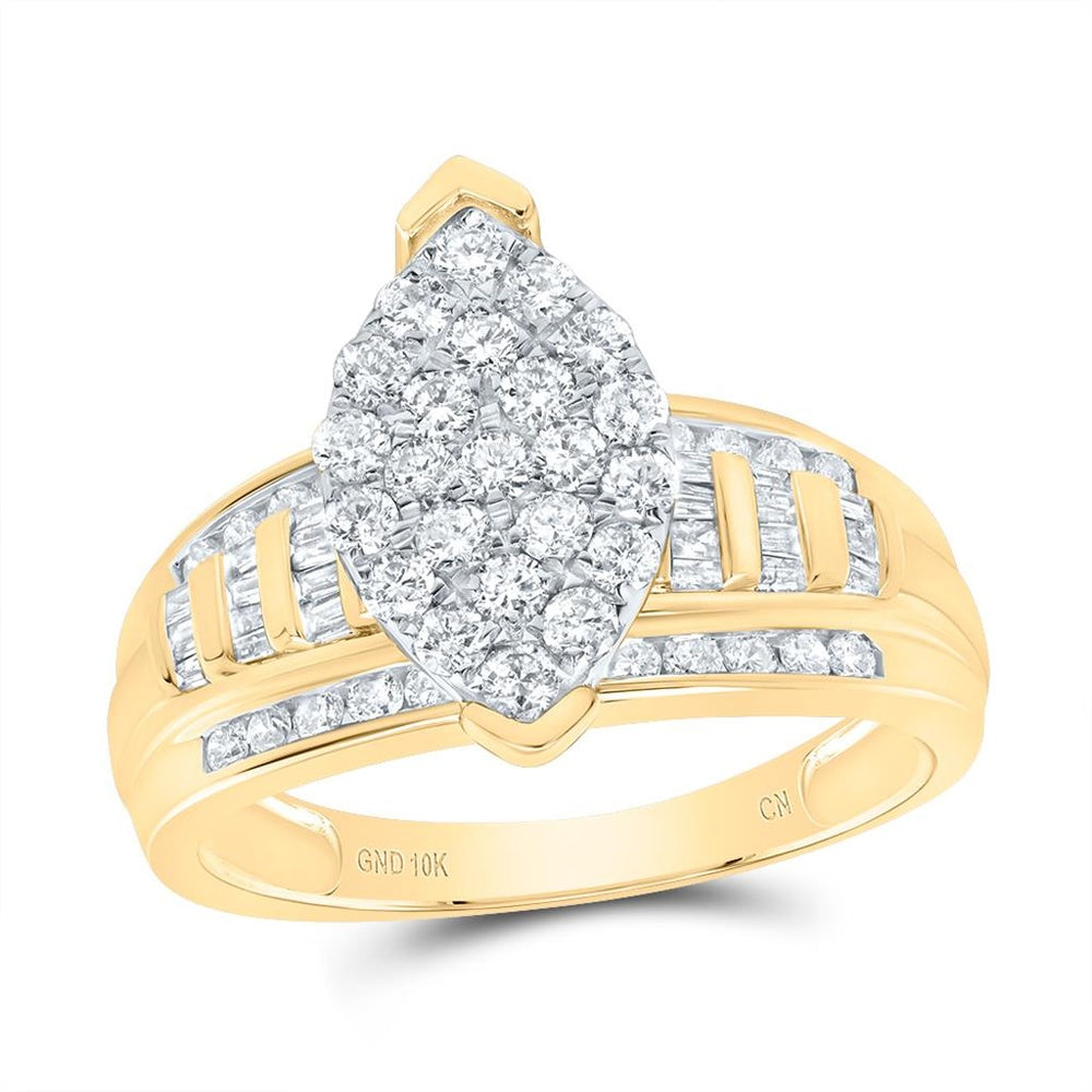 10K Yellow Gold Round Diamond Bridal Ring - 1 Carat Total Diamond Weight