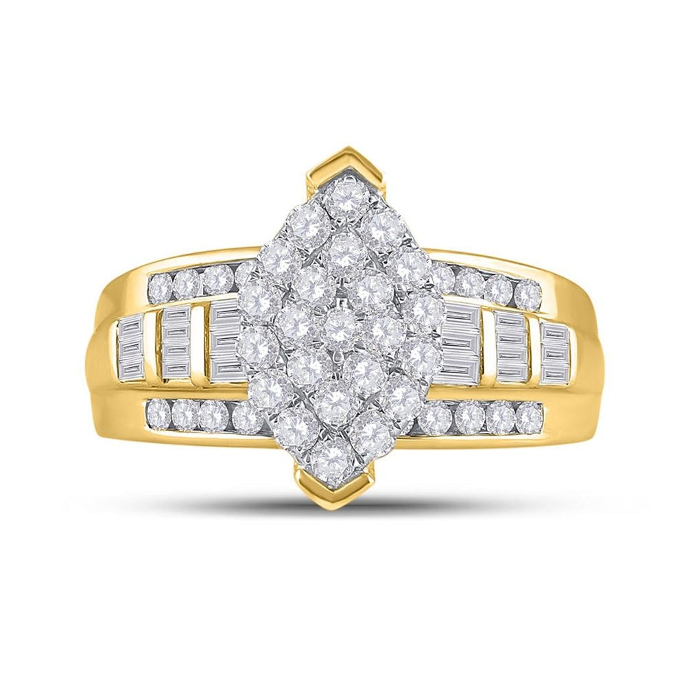 10K Yellow Gold Round Diamond Bridal Ring - 1 Carat Total Diamond Weight