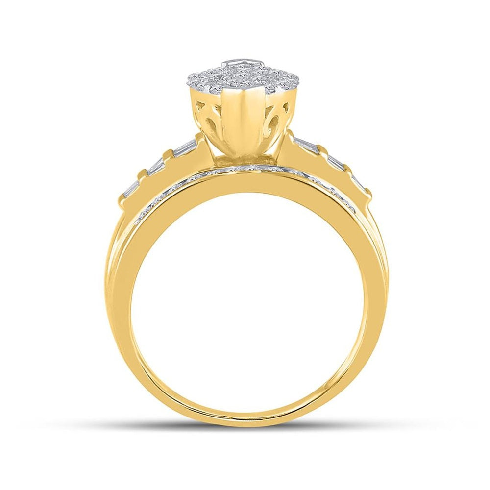 10K Yellow Gold Round Diamond Bridal Ring - 1 Carat Total Diamond Weight