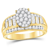 10K Yellow Gold Round Diamond Bridal Ring - 1 Carat Total Diamond Weight