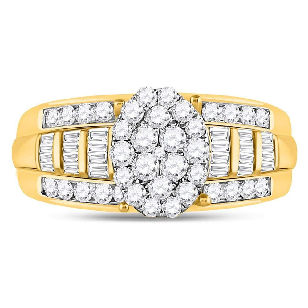 10K Yellow Gold Round Diamond Bridal Ring - 1 Carat Total Diamond Weight