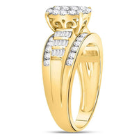 10K Yellow Gold Round Diamond Bridal Ring - 1 Carat Total Diamond Weight