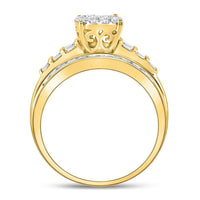 10K Yellow Gold Round Diamond Bridal Ring - 1 Carat Total Diamond Weight