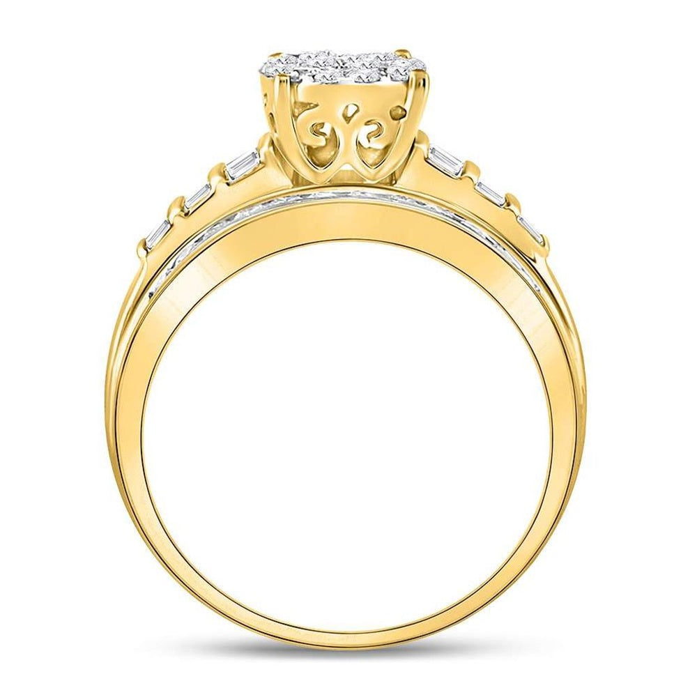 10K Yellow Gold Round Diamond Bridal Ring - 1 Carat Total Diamond Weight
