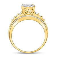 10K Yellow Gold Round Diamond Bridal Ring - 1 Carat Total Diamond Weight