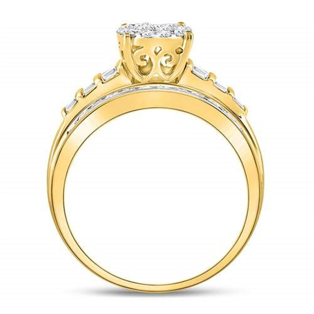 10K Yellow Gold Round Diamond Bridal Ring - 1 Carat Total Diamond Weight