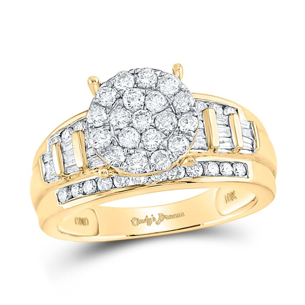 10K Yellow Gold Round Diamond Bridal Ring - 1 Carat Total Diamond Weight