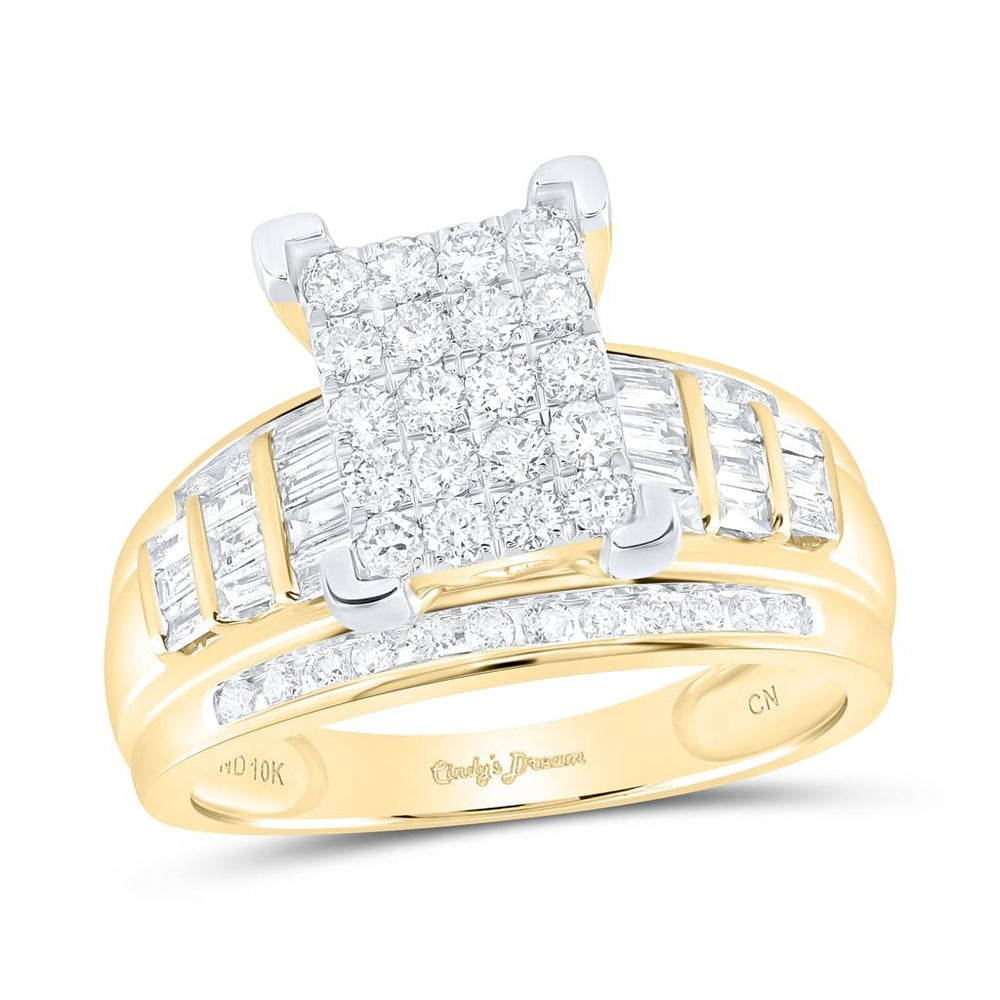 10K Yellow Gold Round Diamond Bridal Ring - 1 Carat Total Diamond Weight