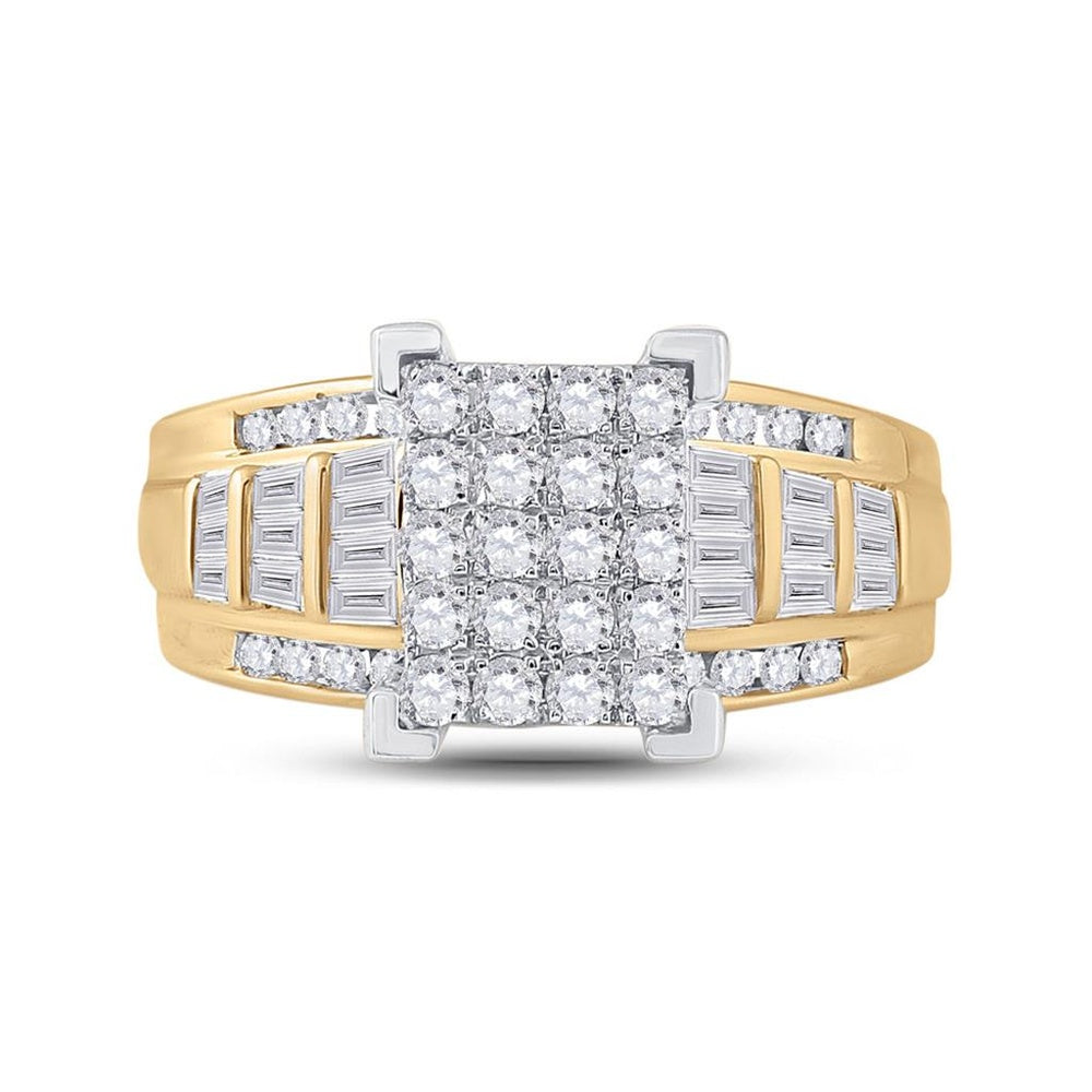 10K Yellow Gold Round Diamond Bridal Ring - 1 Carat Total Diamond Weight