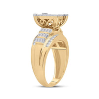 10K Yellow Gold Round Diamond Bridal Ring - 1 Carat Total Diamond Weight