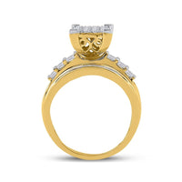 10K Yellow Gold Round Diamond Bridal Ring - 1 Carat Total Diamond Weight