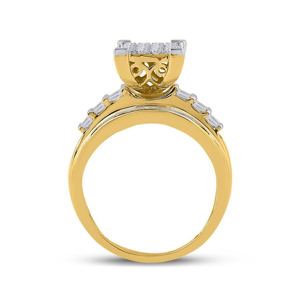 10K Yellow Gold Round Diamond Bridal Ring - 1 Carat Total Diamond Weight