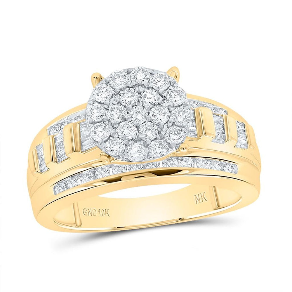 10K Yellow Gold Round Diamond Bridal Ring - 1 Carat Total Diamond Weight