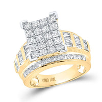 10K Yellow Gold Round Diamond Bridal Ring - 2 Carat Total Diamond Weight