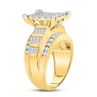 10K Yellow Gold Round Diamond Bridal Ring - 2 Carat Total Diamond Weight