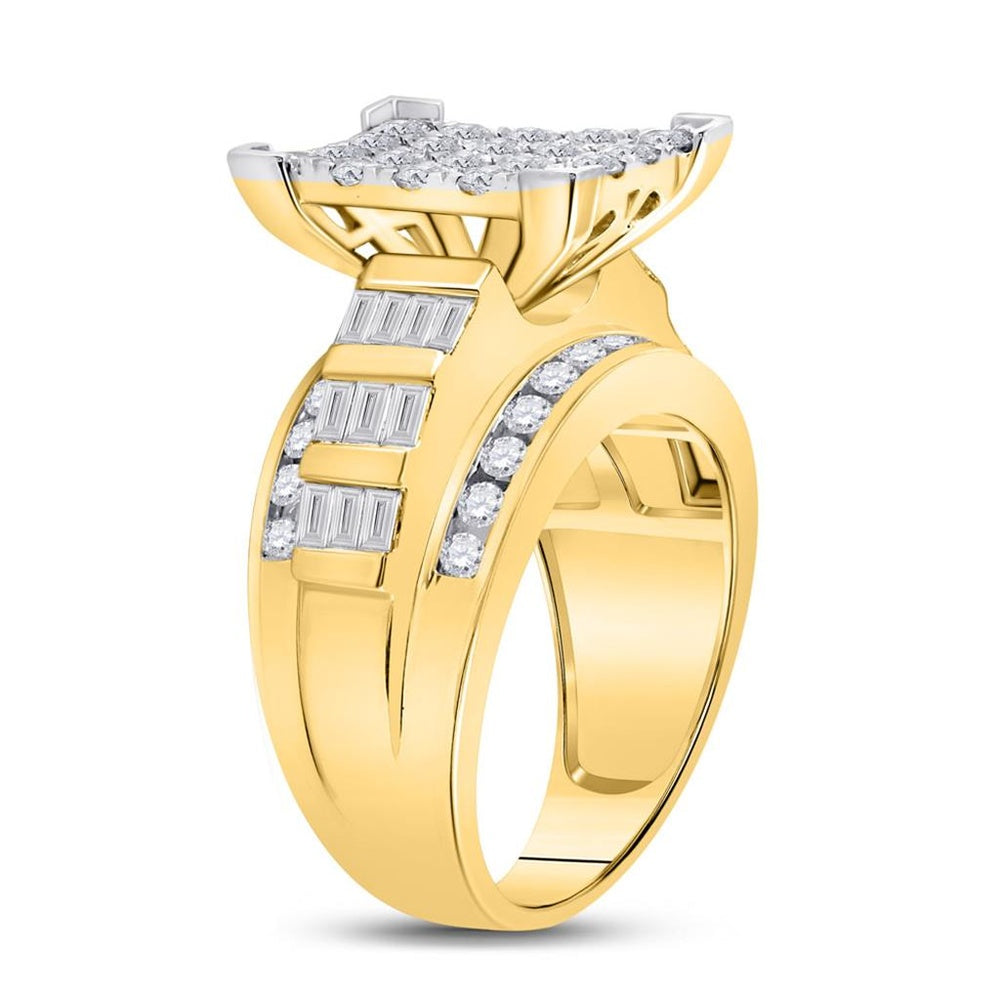 10K Yellow Gold Round Diamond Bridal Ring - 2 Carat Total Diamond Weight