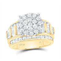 10K Yellow Gold Round Diamond Bridal Ring - 2 Carat Total Diamond Weight