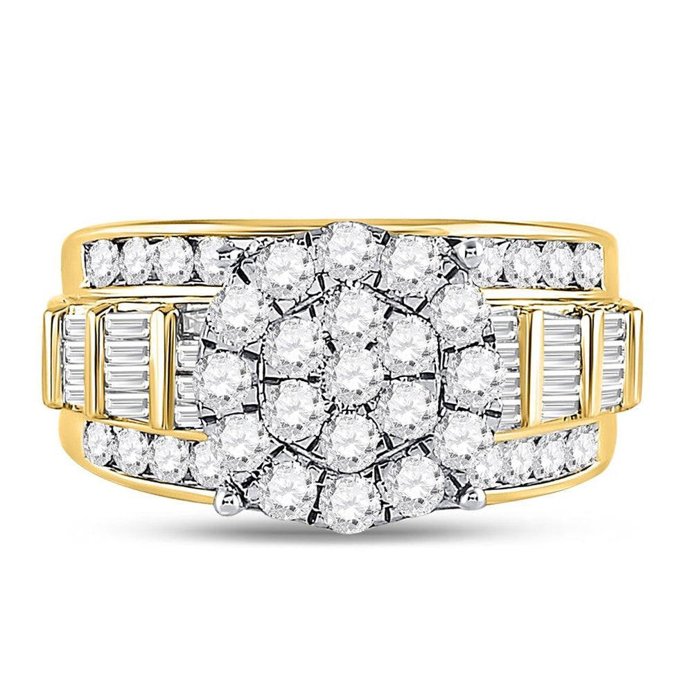 10K Yellow Gold Round Diamond Bridal Ring - 2 Carat Total Diamond Weight