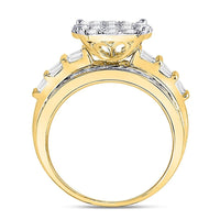 10K Yellow Gold Round Diamond Bridal Ring - 2 Carat Total Diamond Weight