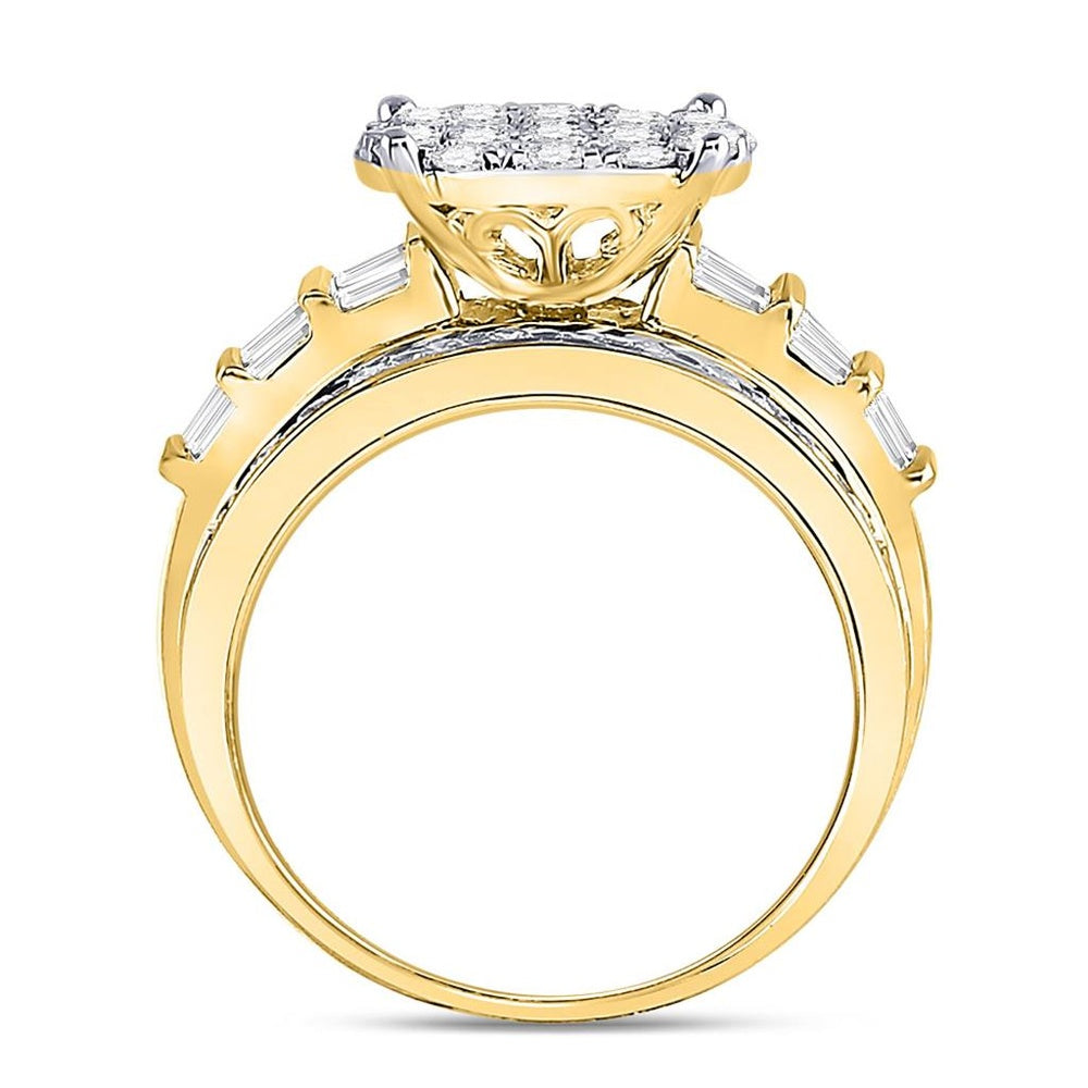 10K Yellow Gold Round Diamond Bridal Ring - 2 Carat Total Diamond Weight