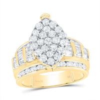 10K Yellow Gold Round Diamond Bridal Ring - 2 Carat Total Diamond Weight
