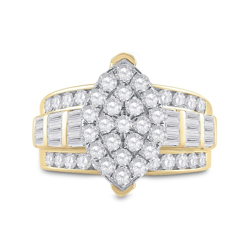 10K Yellow Gold Round Diamond Bridal Ring - 2 Carat Total Diamond Weight
