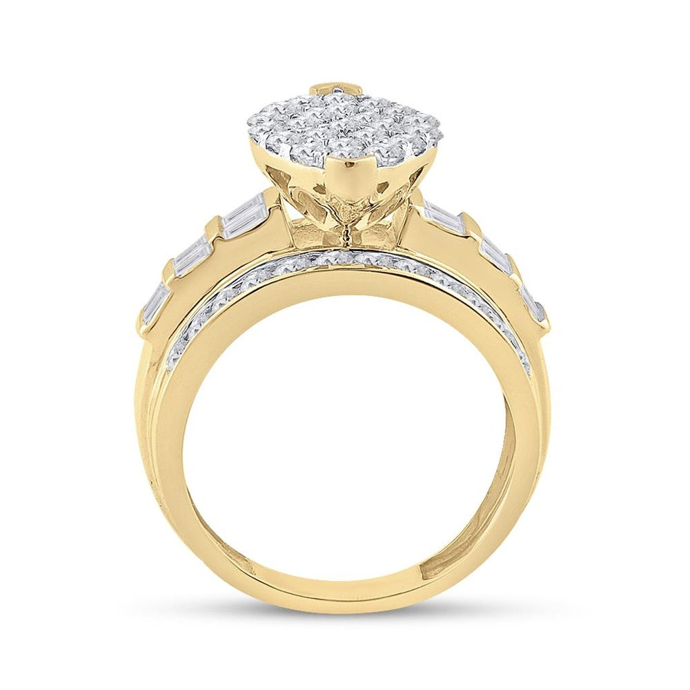 10K Yellow Gold Round Diamond Bridal Ring - 2 Carat Total Diamond Weight