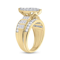 10K Yellow Gold Round Diamond Bridal Ring - 2 Carat Total Diamond Weight