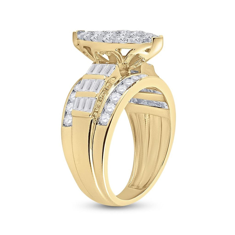10K Yellow Gold Round Diamond Bridal Ring - 2 Carat Total Diamond Weight