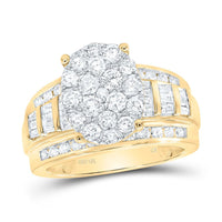10K Yellow Gold Round Diamond Bridal Ring - 2 Carat Total Diamond Weight