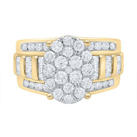 10K Yellow Gold Round Diamond Bridal Ring - 2 Carat Total Diamond Weight
