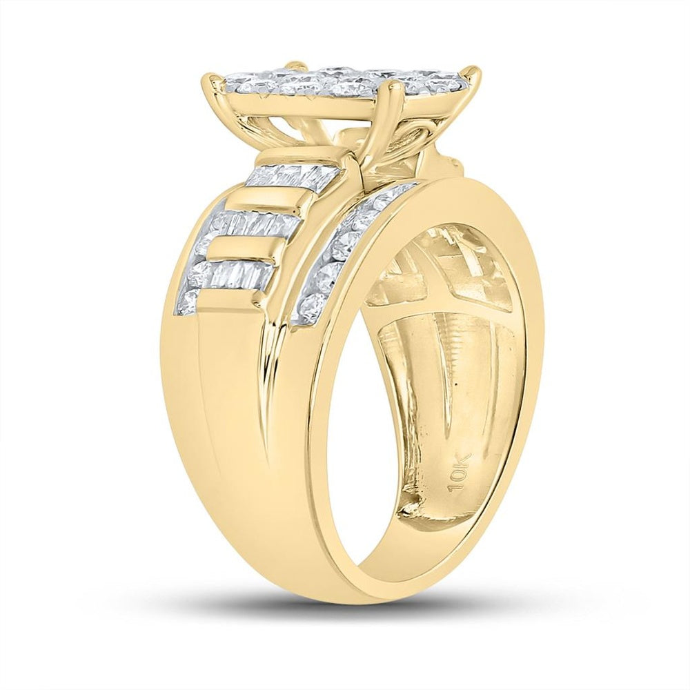 10K Yellow Gold Round Diamond Bridal Ring - 2 Carat Total Diamond Weight