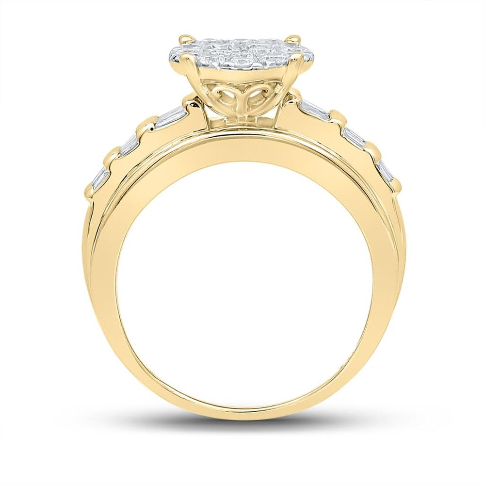 10K Yellow Gold Round Diamond Bridal Ring - 2 Carat Total Diamond Weight