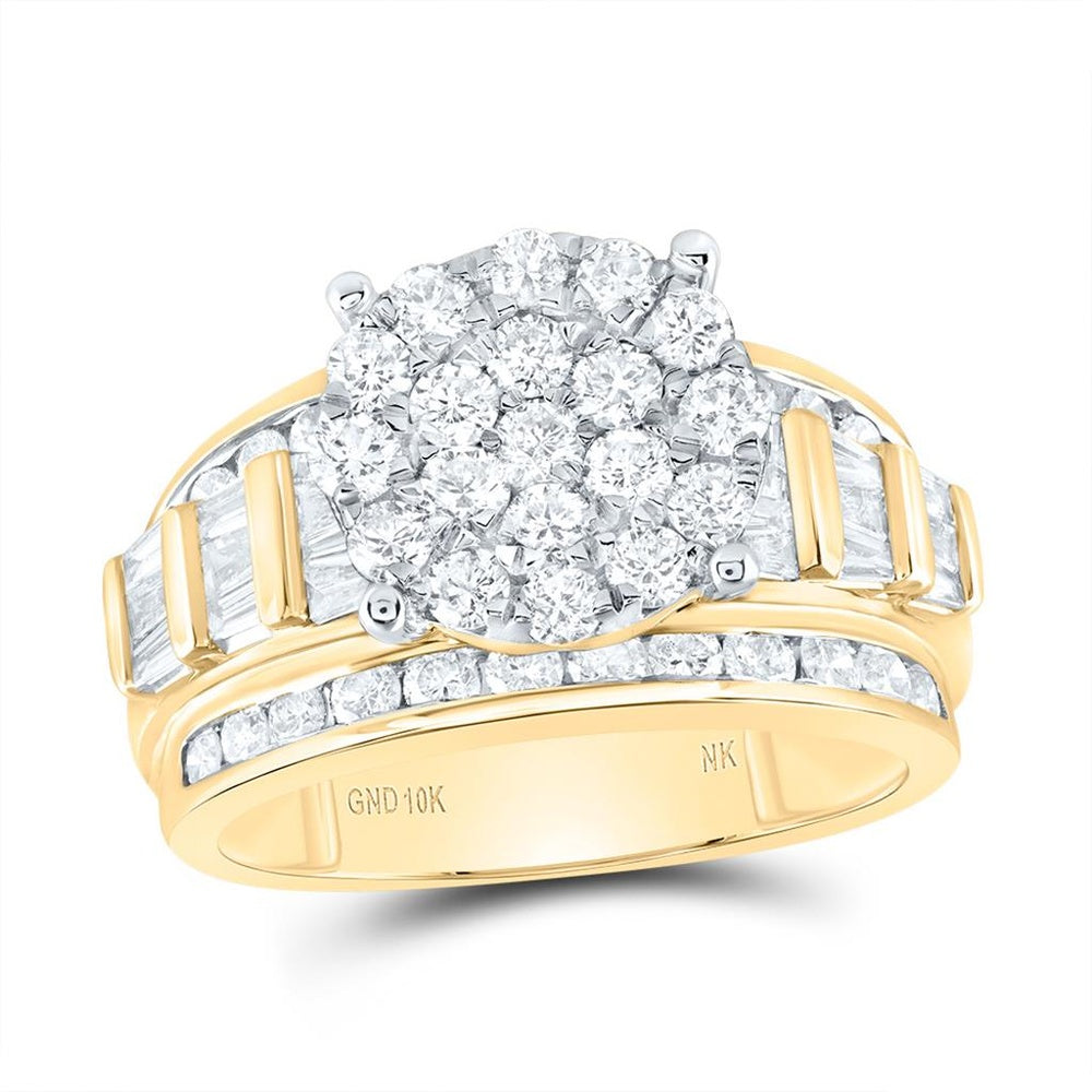 10K Yellow Gold Round Diamond Bridal Ring - 2 Carat Total Diamond Weight