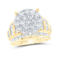 10K Yellow Gold Round Diamond Bridal Ring - 3 Carat Total Diamond Weight