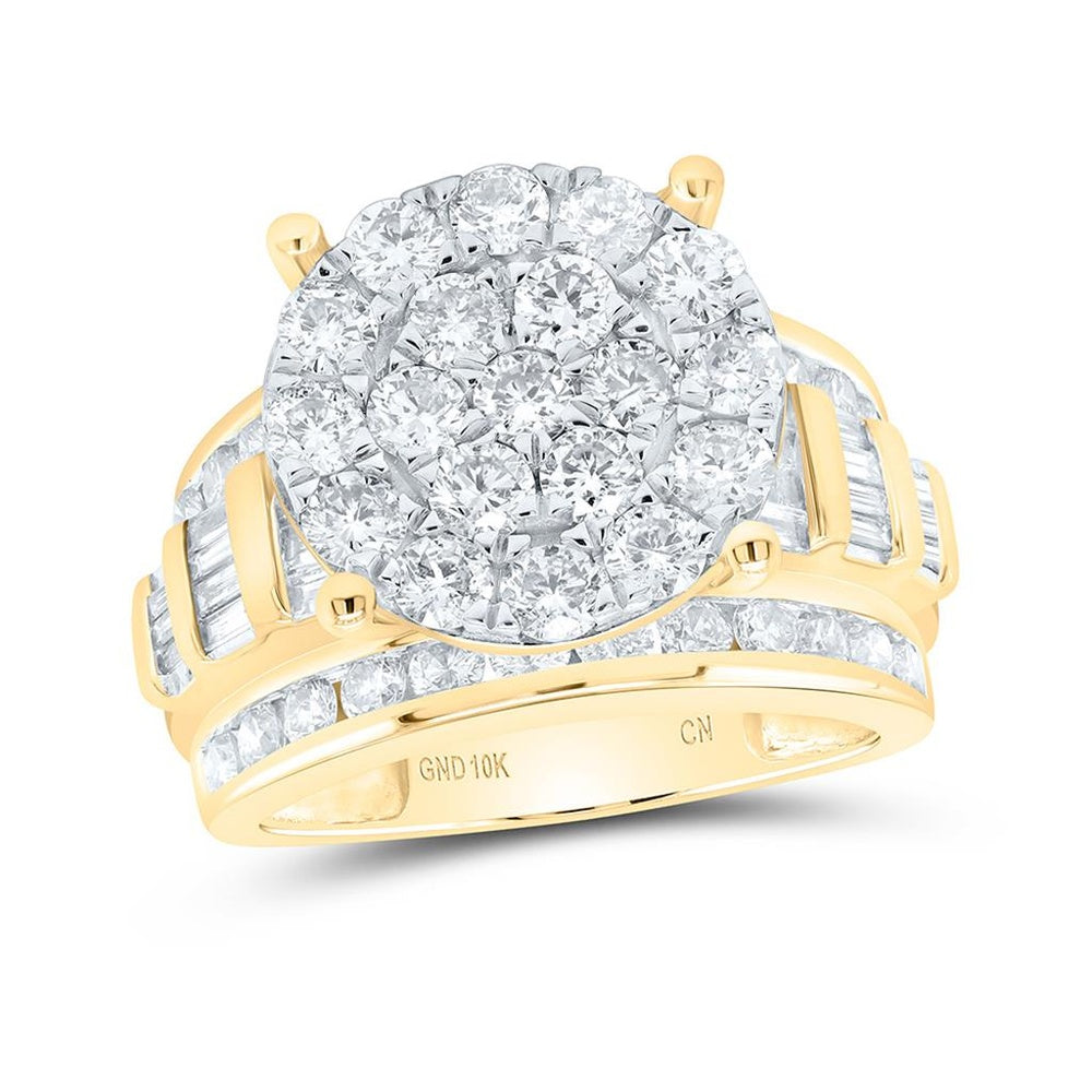10K Yellow Gold Round Diamond Bridal Ring - 3 Carat Total Diamond Weight