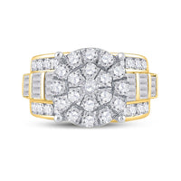 10K Yellow Gold Round Diamond Bridal Ring - 3 Carat Total Diamond Weight