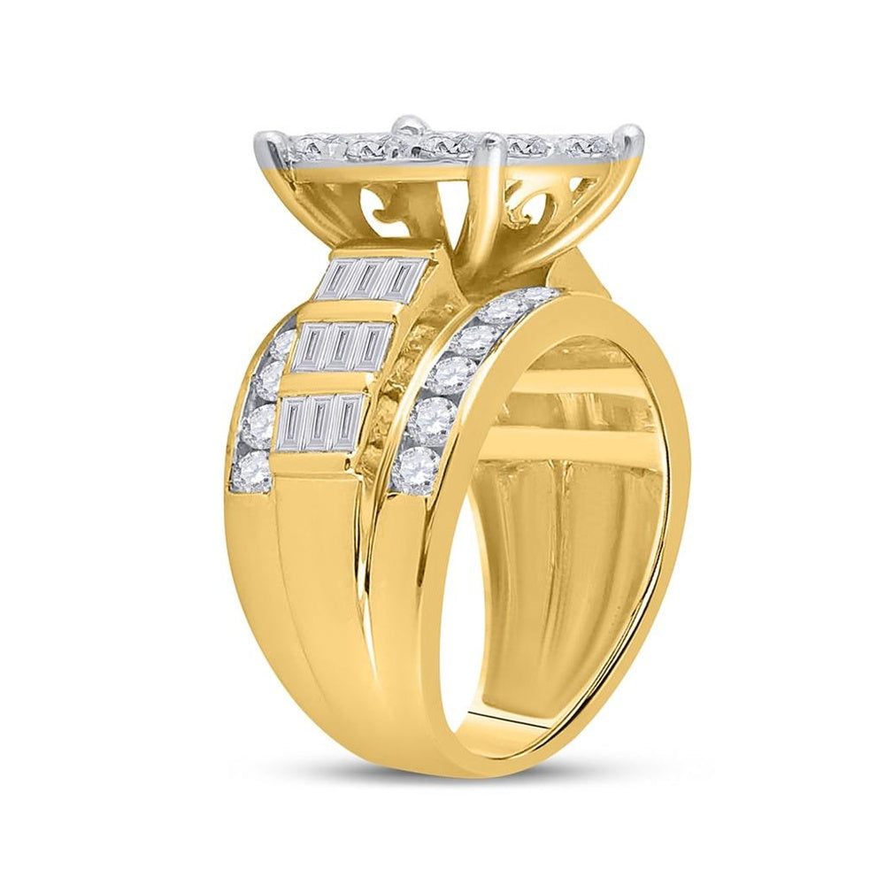 10K Yellow Gold Round Diamond Bridal Ring - 3 Carat Total Diamond Weight