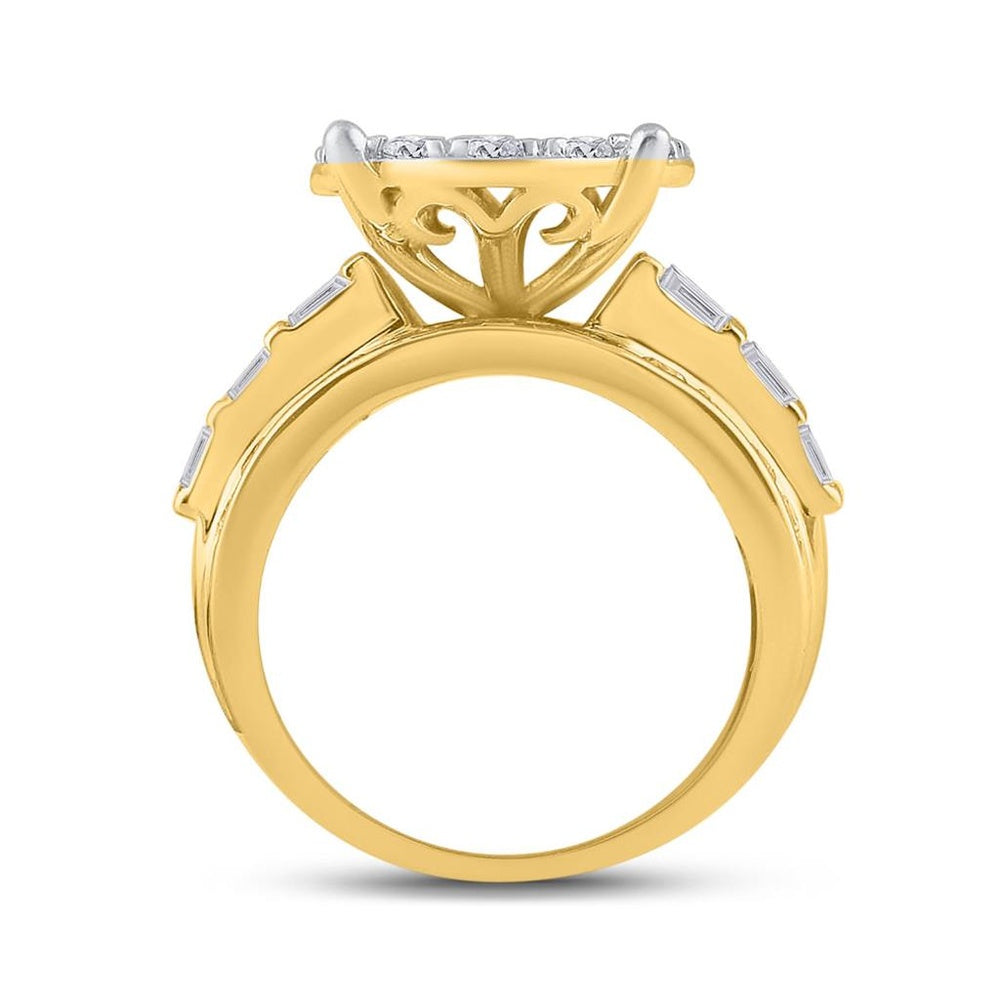 10K Yellow Gold Round Diamond Bridal Ring - 3 Carat Total Diamond Weight
