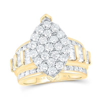 10K Yellow Gold Round Diamond Bridal Ring - 3 Carat Total Diamond Weight