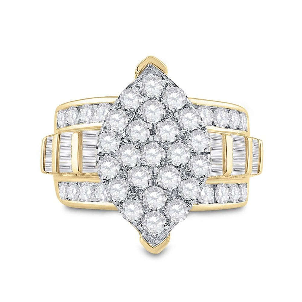 10K Yellow Gold Round Diamond Bridal Ring - 3 Carat Total Diamond Weight