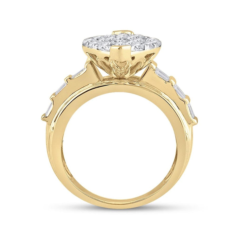 10K Yellow Gold Round Diamond Bridal Ring - 3 Carat Total Diamond Weight