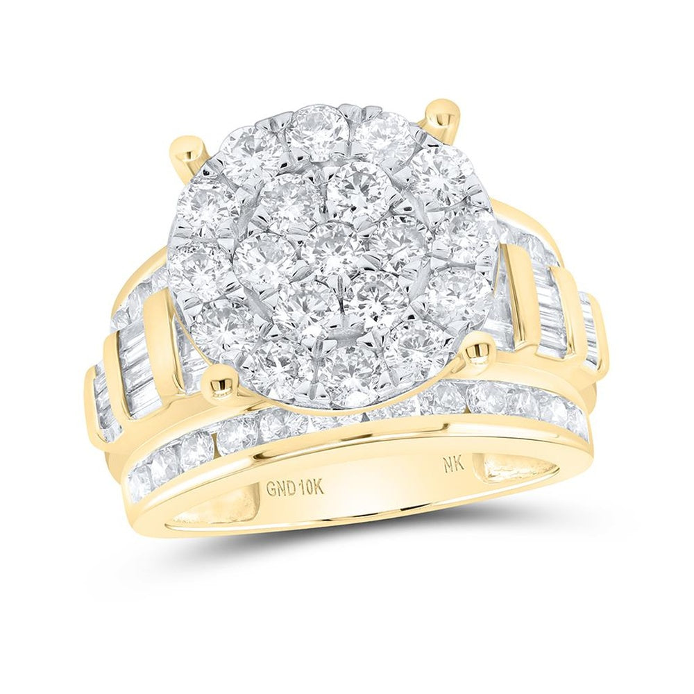 10K Yellow Gold Round Diamond Bridal Ring - 3 Carat Total Diamond Weight