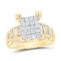 10K Yellow Gold Round Diamond Bridal Ring - 7/8 Carat Total Diamond Weight