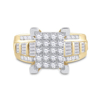 10K Yellow Gold Round Diamond Bridal Ring - 7/8 Carat Total Diamond Weight