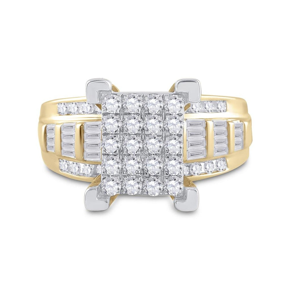 10K Yellow Gold Round Diamond Bridal Ring - 7/8 Carat Total Diamond Weight