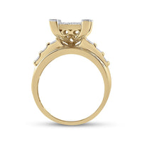 10K Yellow Gold Round Diamond Bridal Ring - 7/8 Carat Total Diamond Weight