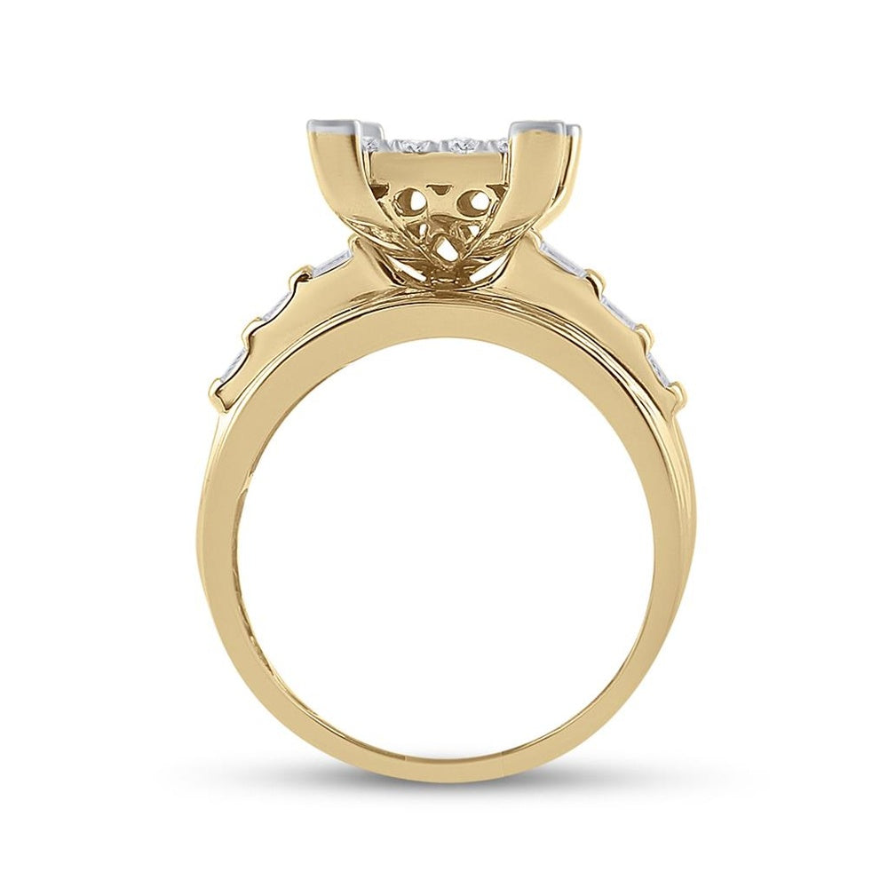 10K Yellow Gold Round Diamond Bridal Ring - 7/8 Carat Total Diamond Weight
